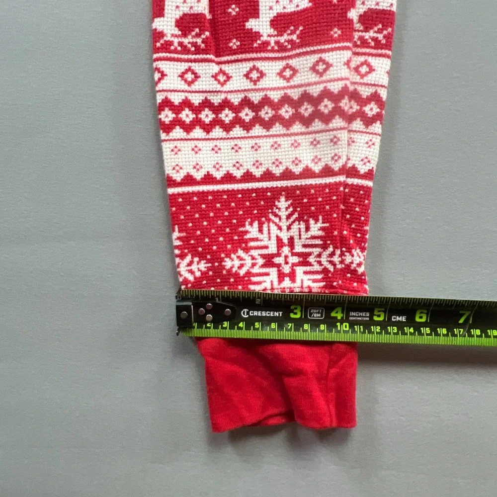 Old Navy Holiday Pajama Set Womens M Red White Reindeer Snowflake Cotton Stretch
